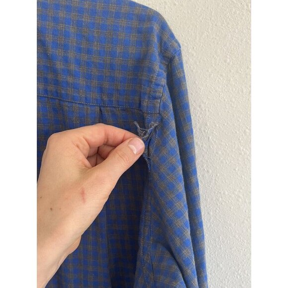 Luchiano Visconti Shirt Mens Large Blue Gray Cotton Long Sleeve Button Down Flaw - Picture 4 of 5